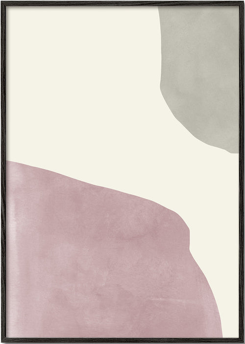 Arte abstrata em rosa pastel e cinza suave