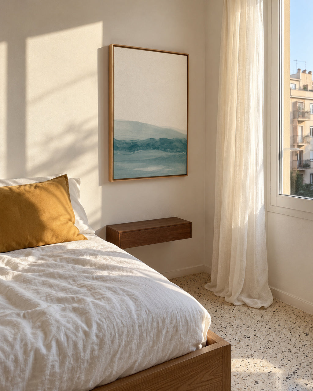 Watercolor Landscape N 21 - Framed canvas in an interior