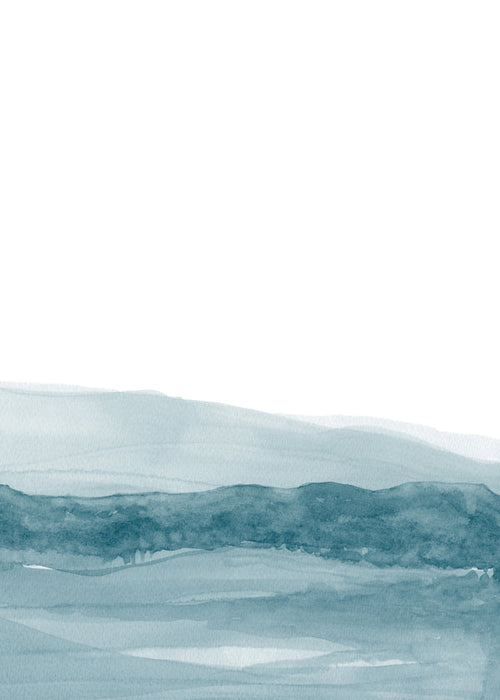 Arte para paisagem em aquarela com horizonte azul