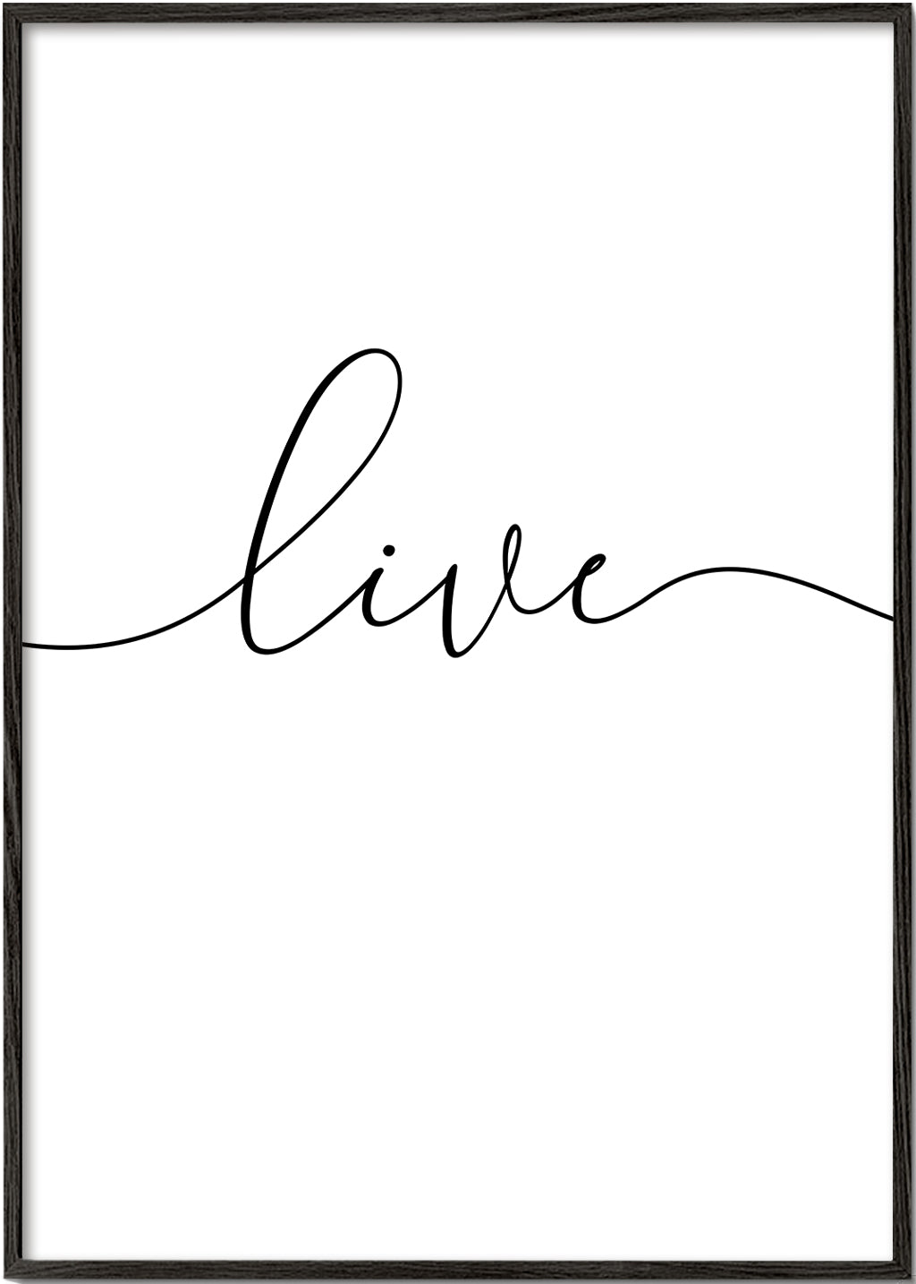 Quadro minimalista com caligrafia 'Live'