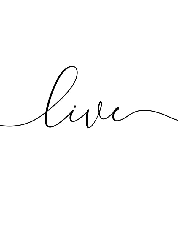 Quadro minimalista com caligrafia 'Live'
