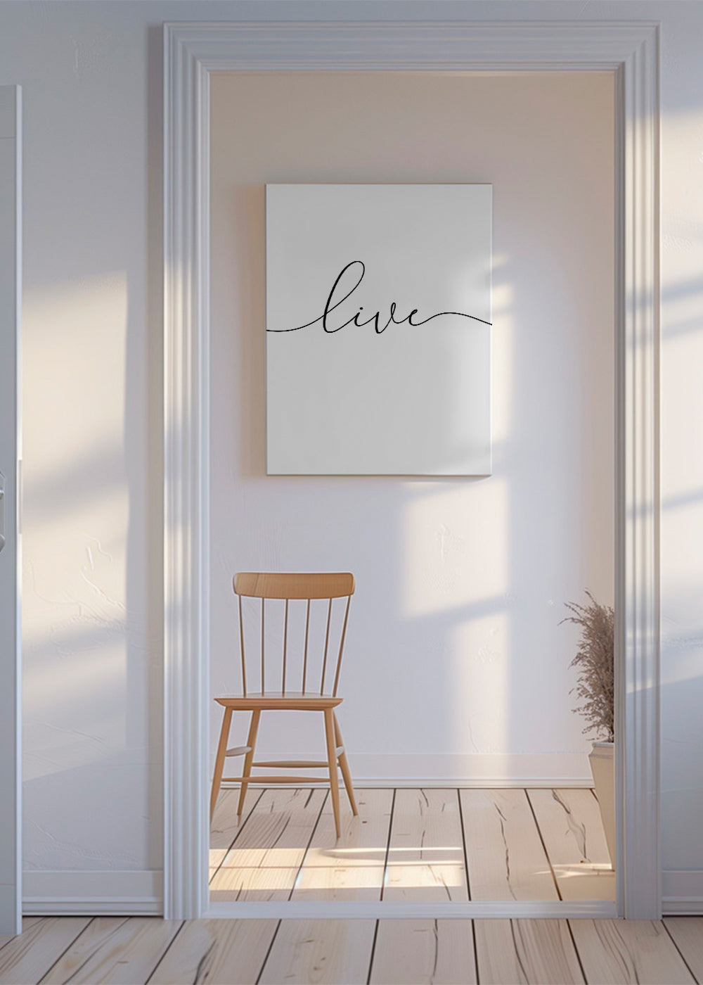 Quadro minimalista com caligrafia 'Live'