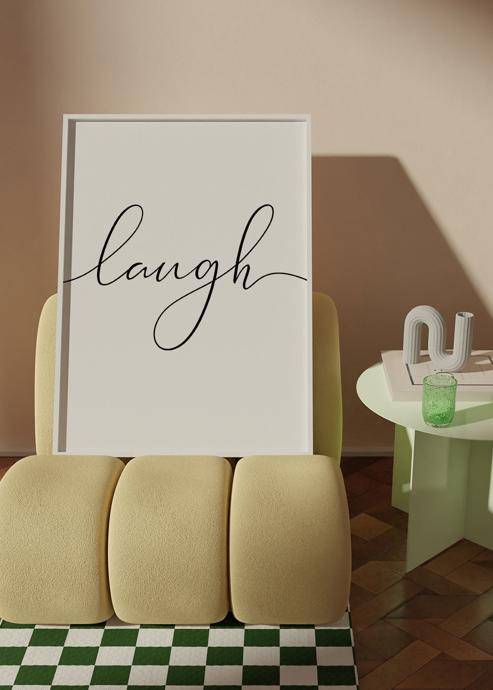 Quadro minimalista tipográfico 'laugh'