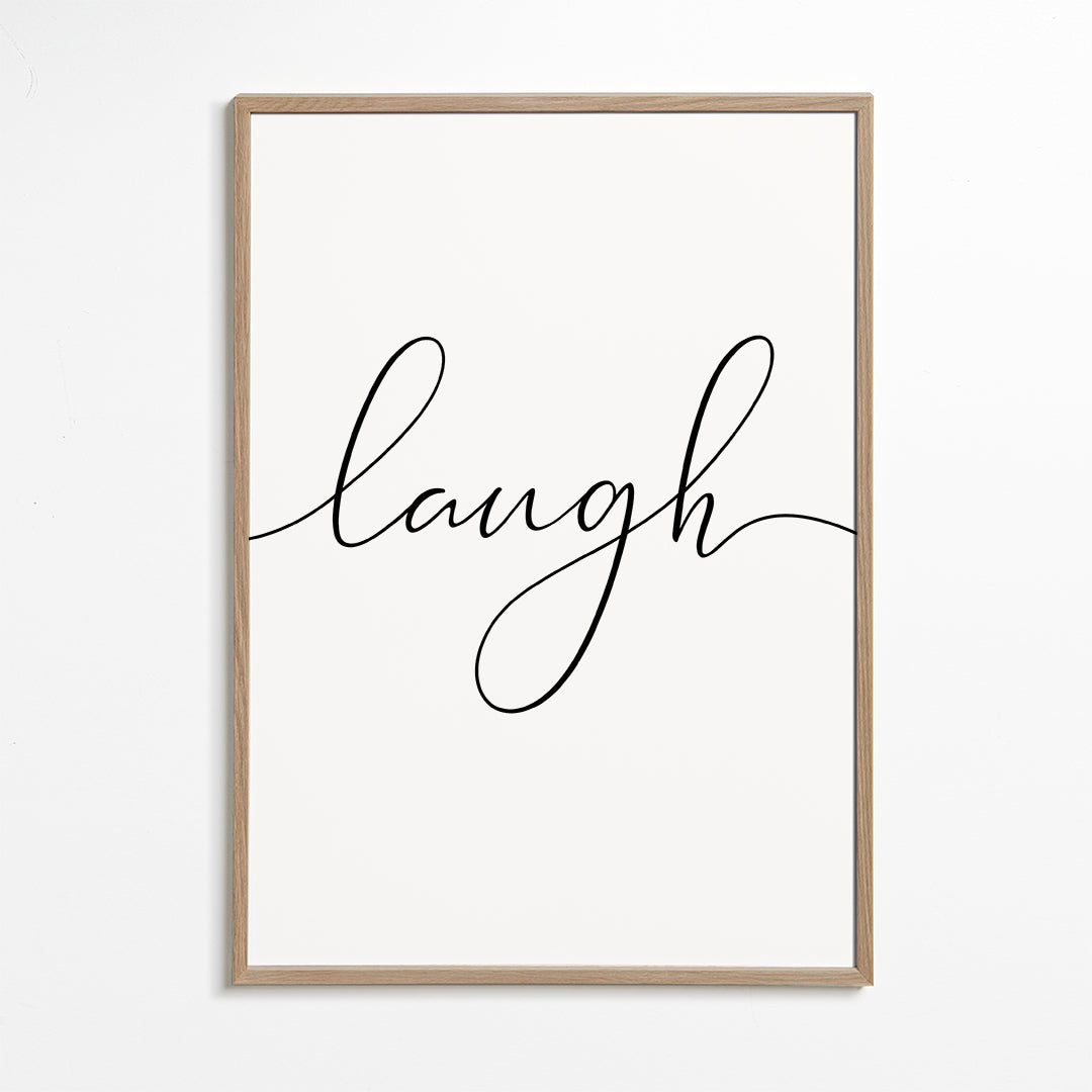 Quadro minimalista tipográfico 'laugh'