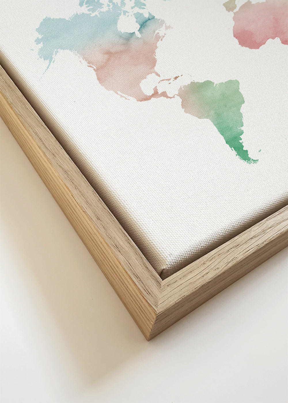 Poster de viagem: mapa-múndi aquarela pastel