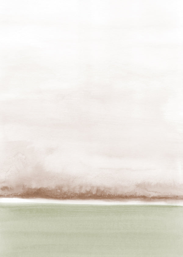 Quadro paisagem aquarela minimalista com horizonte suave