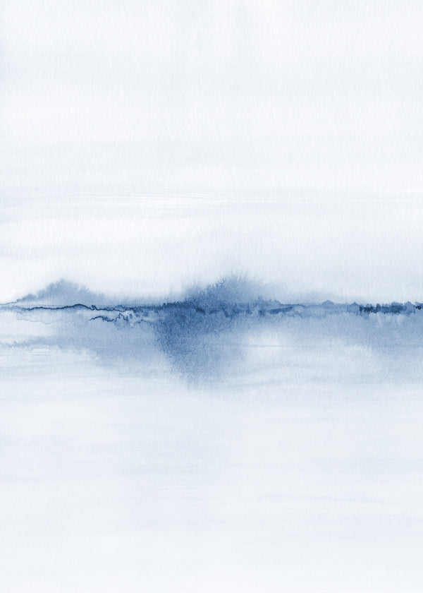 Paisagem em aquarela azul minimal
