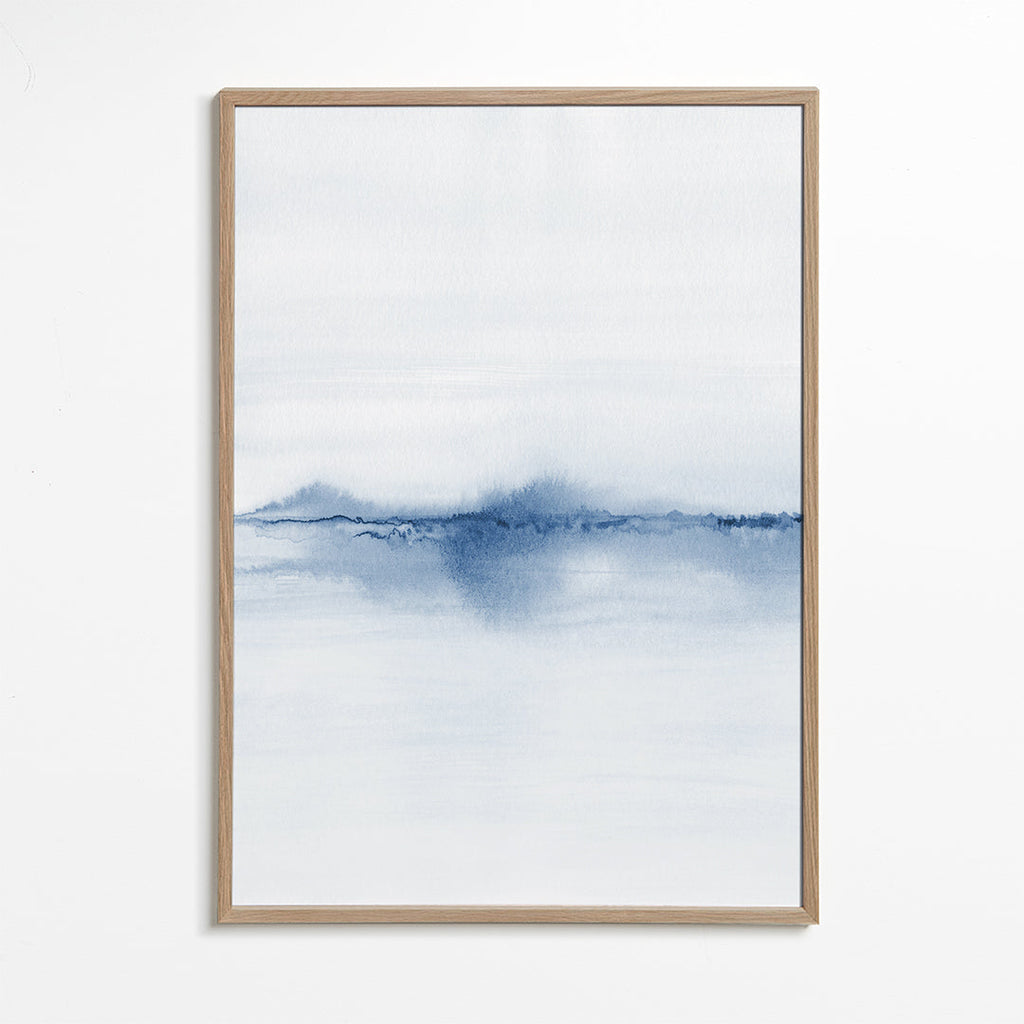Paisagem em aquarela azul minimal