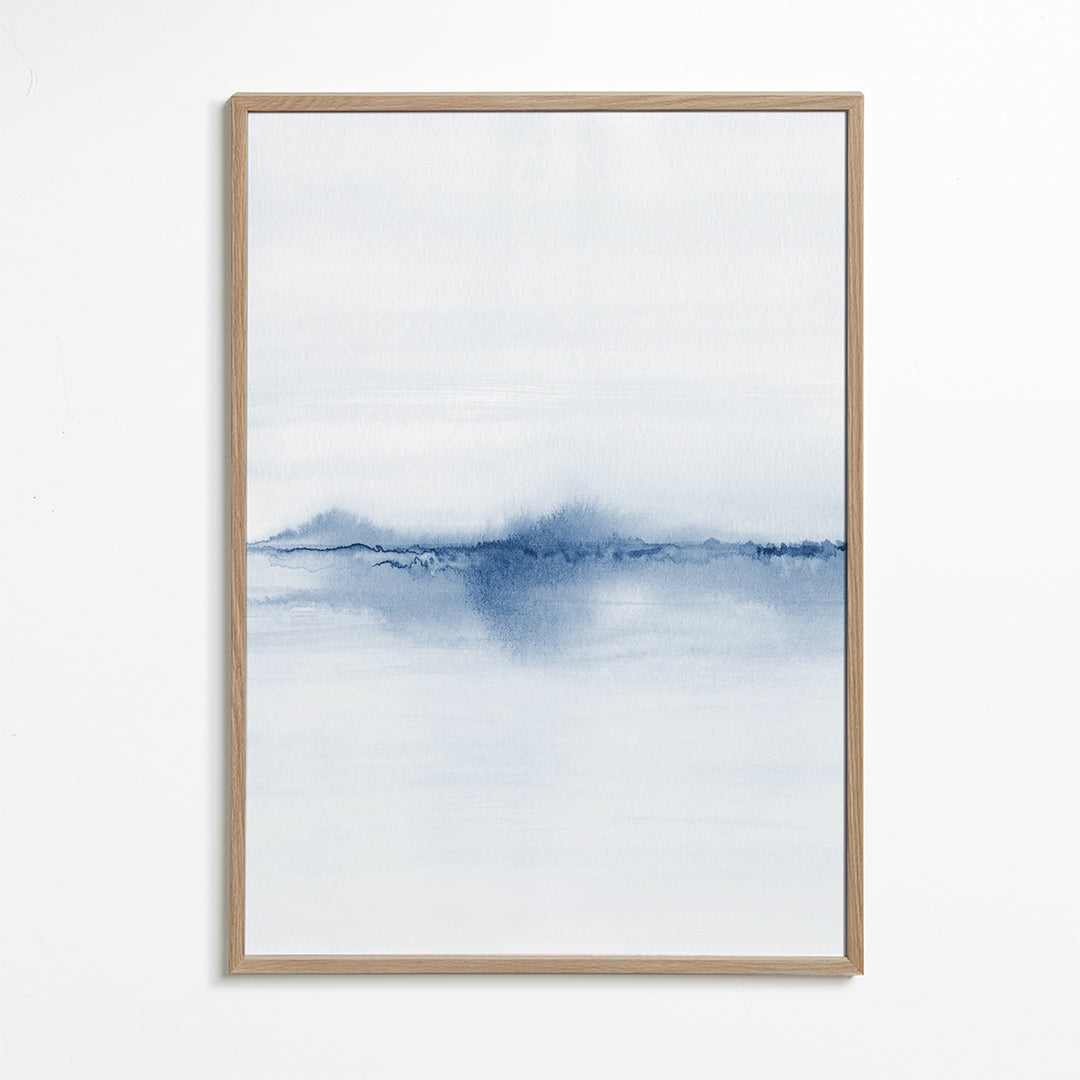 Paisagem em aquarela azul minimal