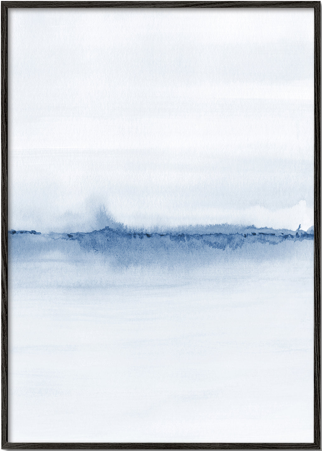 Quadro de paisagem aquarela horizonte azul