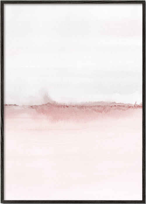 Paisagem aquarela com horizonte rosa
