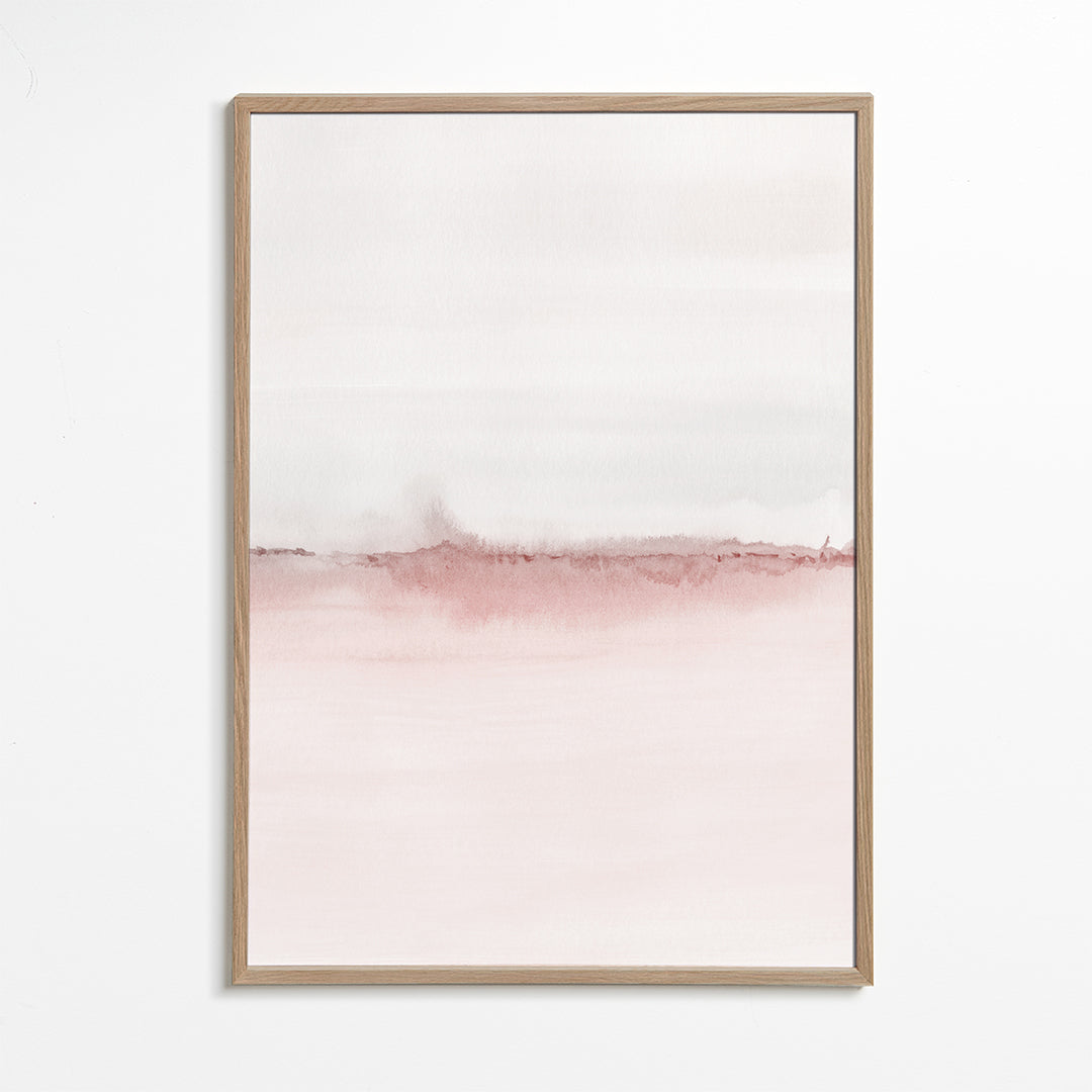 Paisagem aquarela com horizonte rosa
