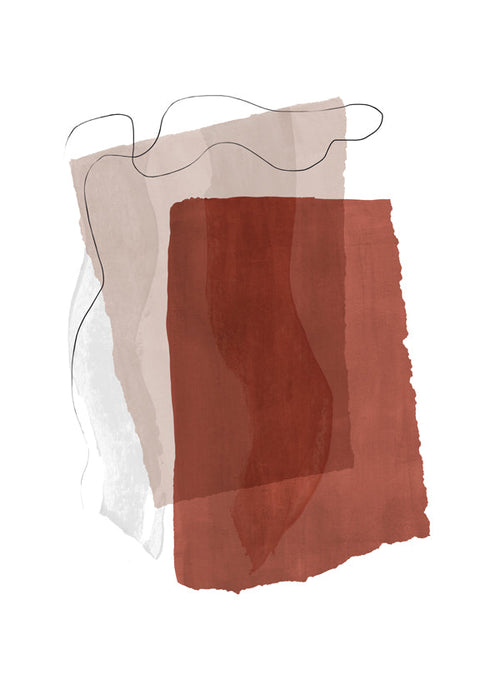 Obra abstrata laranja queimado em camadas de papel