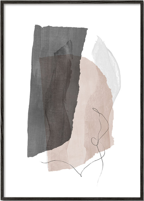 Arte abstrata cinza e bege com traço linear