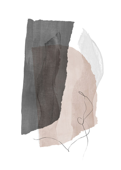 Arte abstrata cinza e bege com traço linear