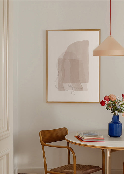 Quadro minimalista tons neutros e traços delicados