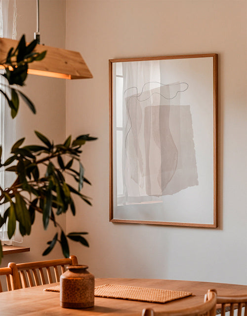 Arte abstrata com traços neutros e linha minimalista