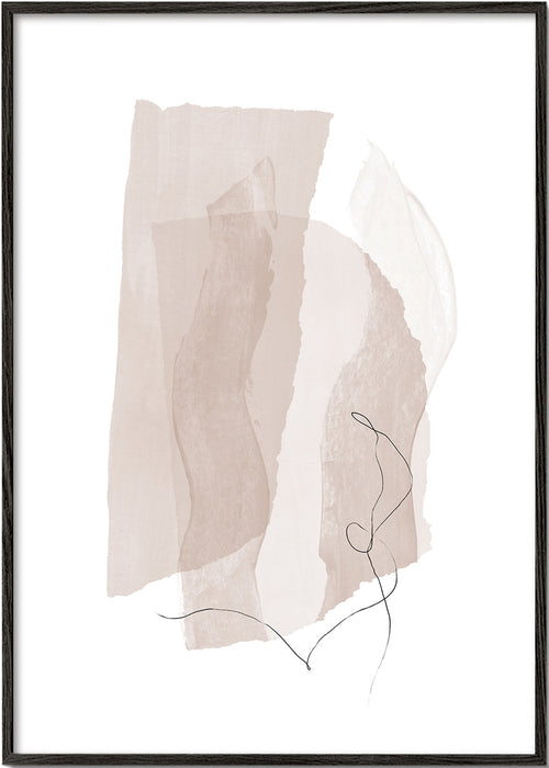 Quadro minimalista bege com traço linear