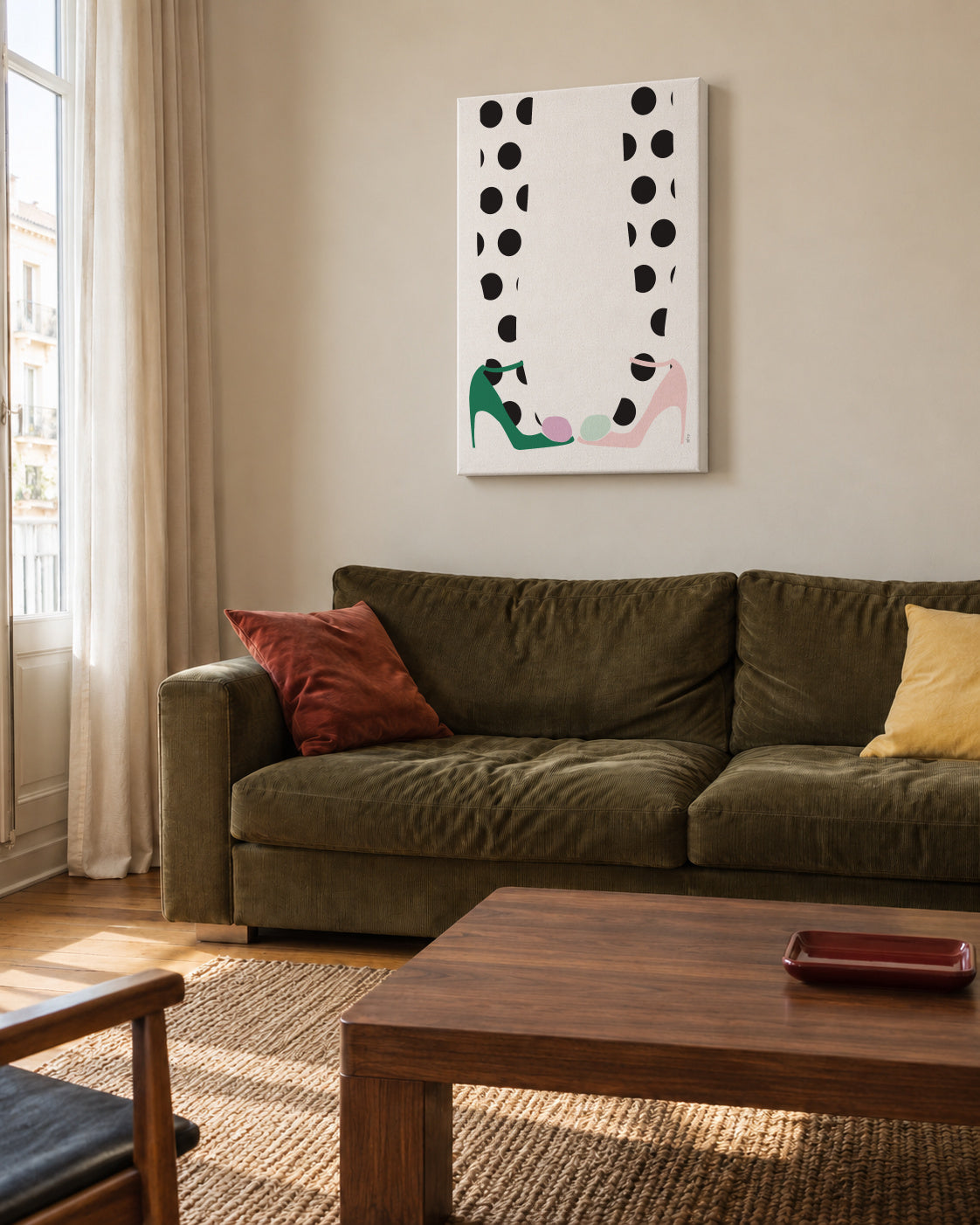 Pom pom shoes - Unframed canvas in an interior