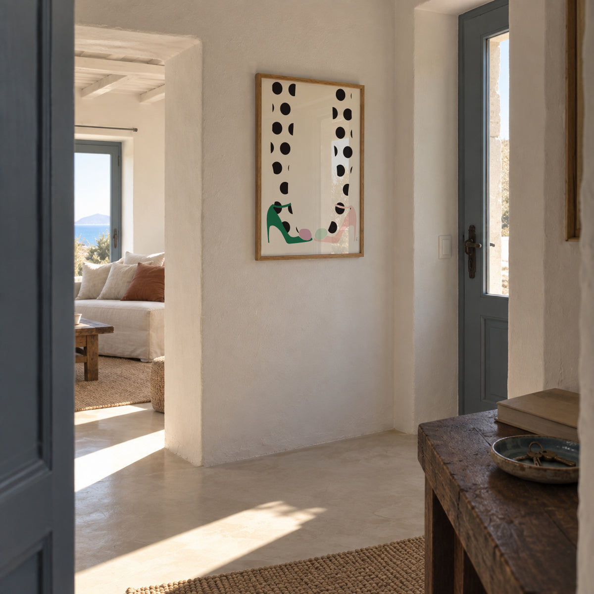 Pom pom shoes - Framed poster in an interior