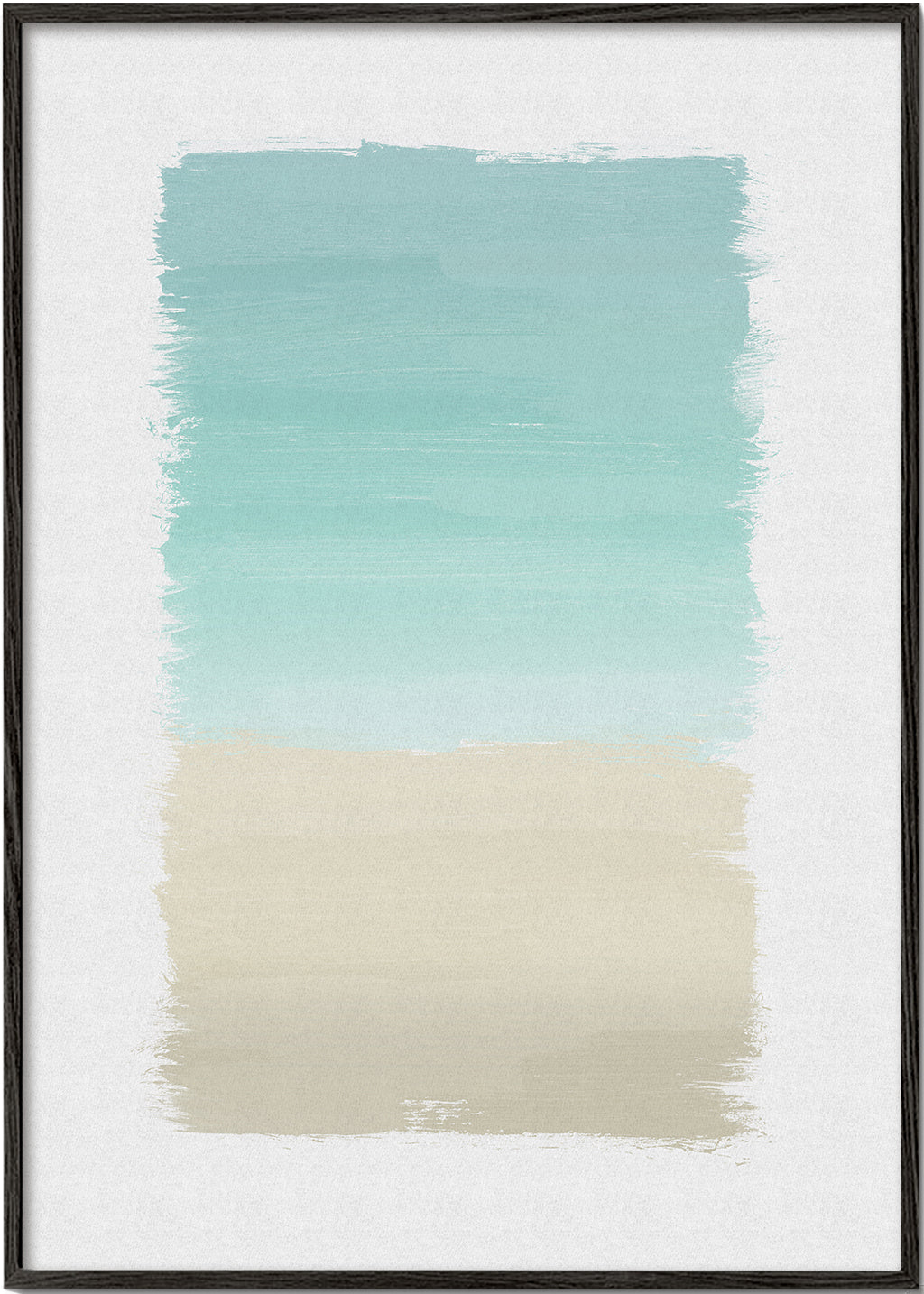 Quadro abstrato turquesa e bege