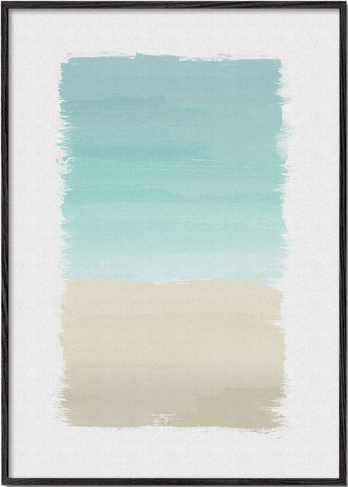 Quadro abstrato turquesa e bege