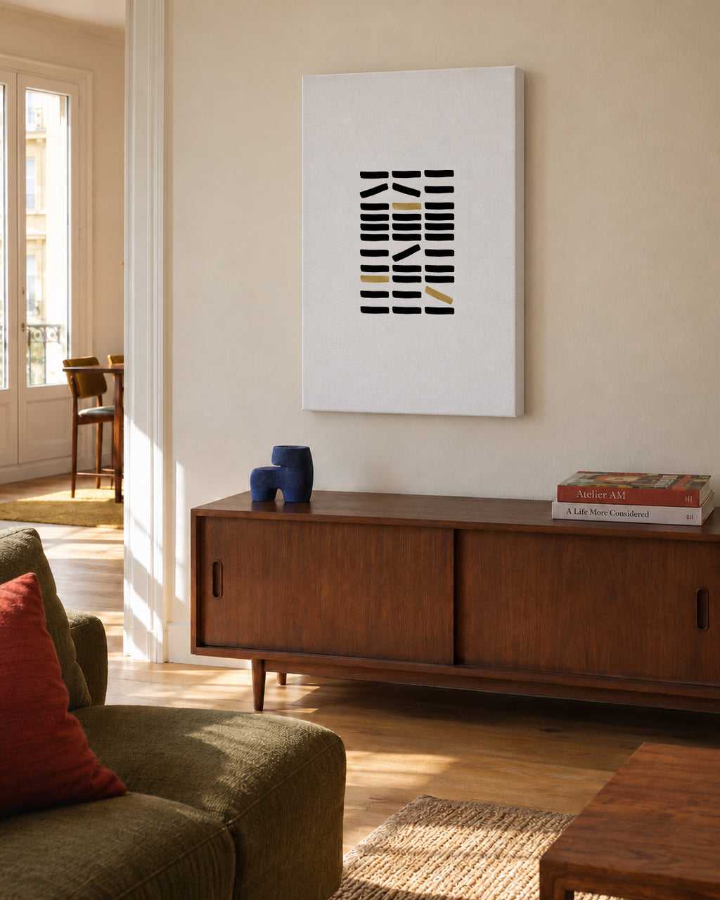 Black & gold abstract - Unframed canvas in an interior