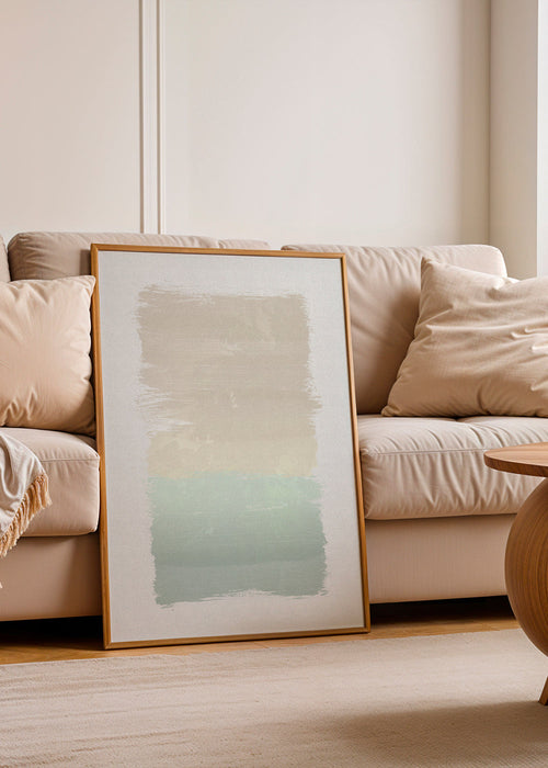 Quadro abstrato em pastéis com blocos verticais