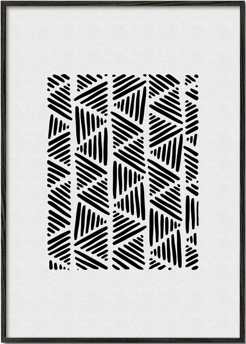 Arte preto e branco com padrão triangular