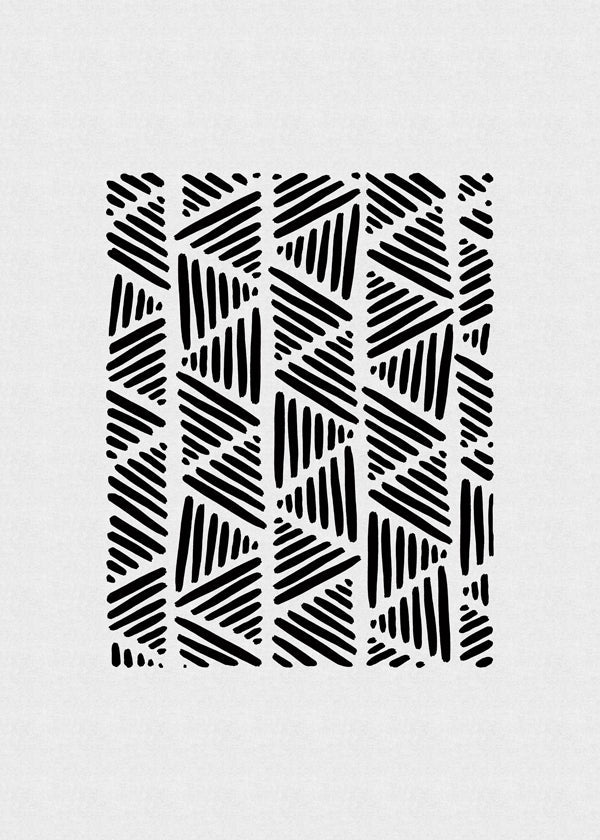Arte preto e branco com padrão triangular