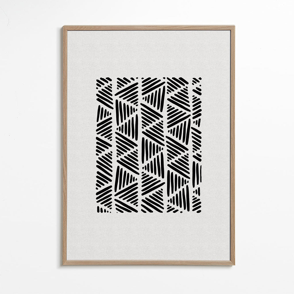 Arte preto e branco com padrão triangular