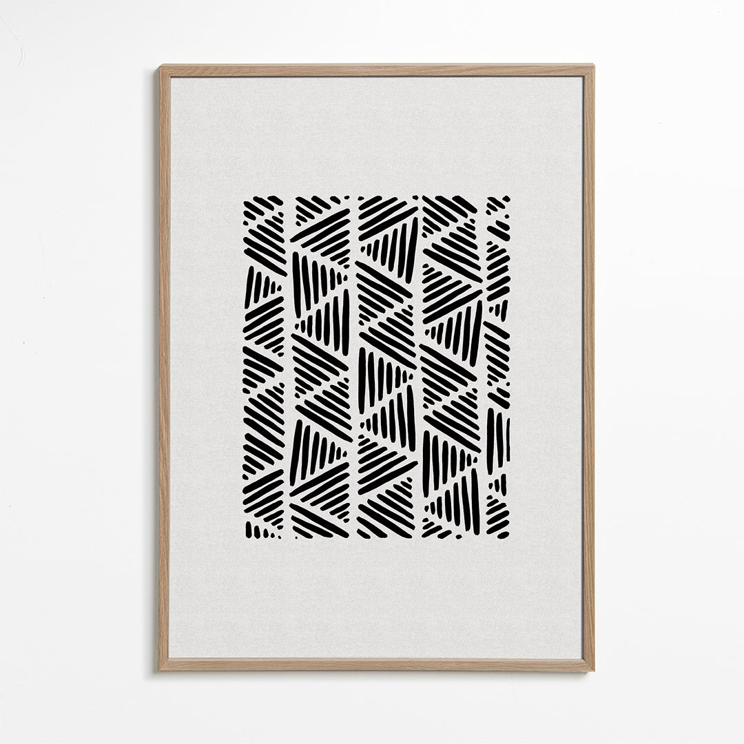 Arte preto e branco com padrão triangular