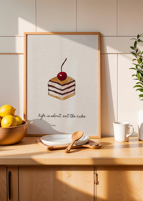 Arte para cozinha com bolo e cereja