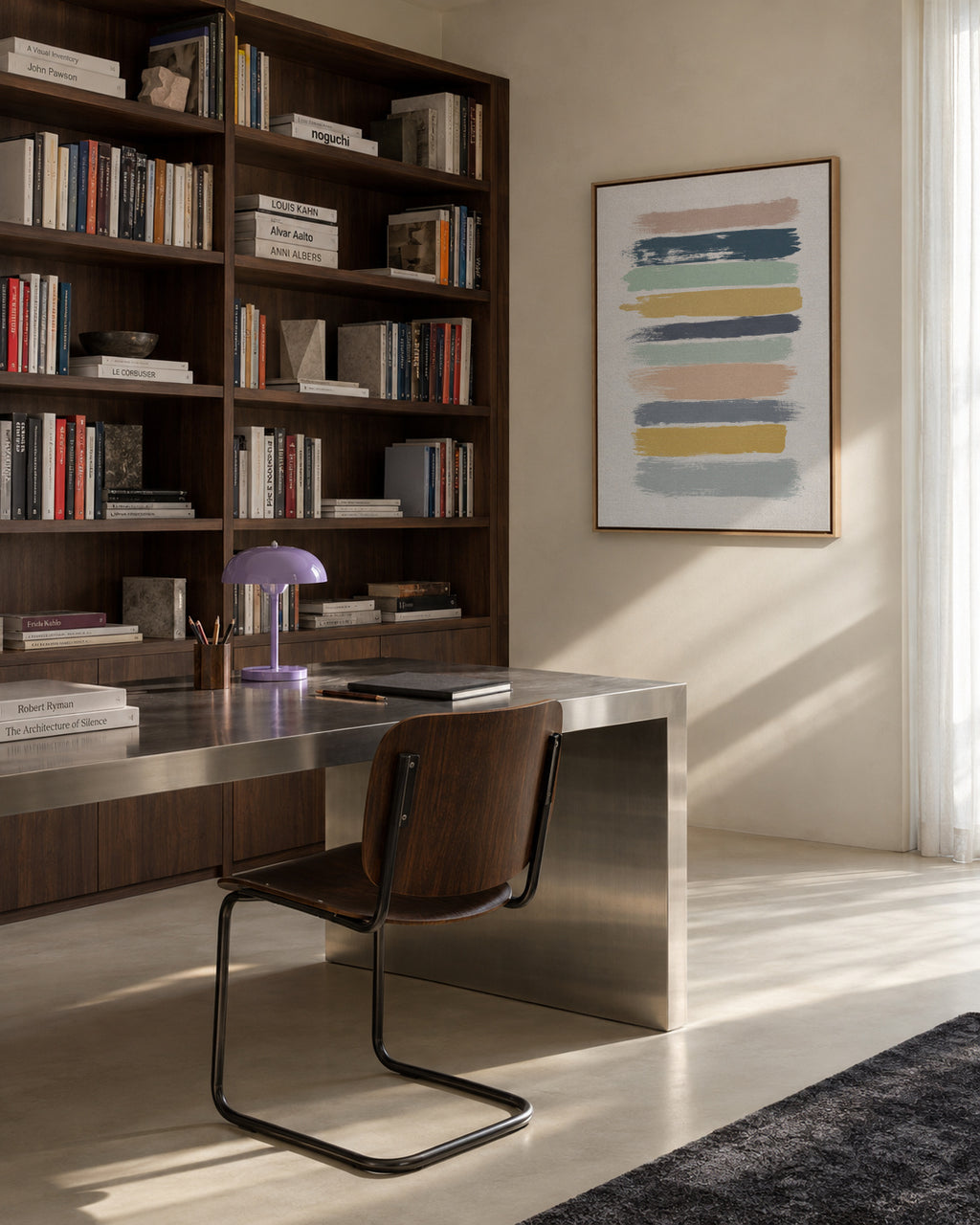 Pastel stripes - Framed canvas in an interior