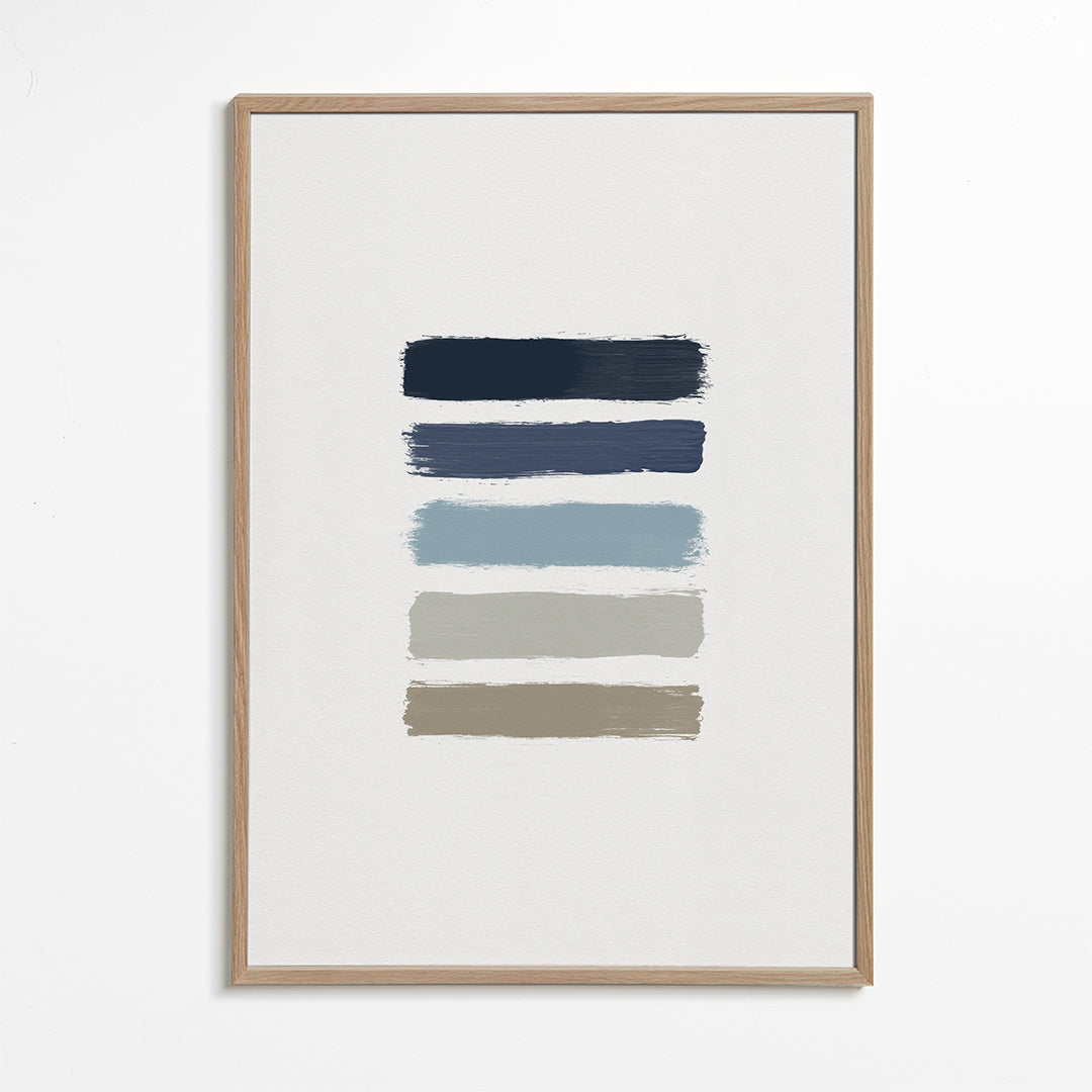 Design minimalista com riscas azuis e taupe