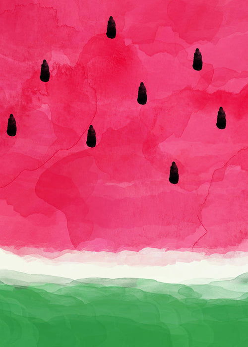 Arte para cozinha: estudo em aquarela de melancia