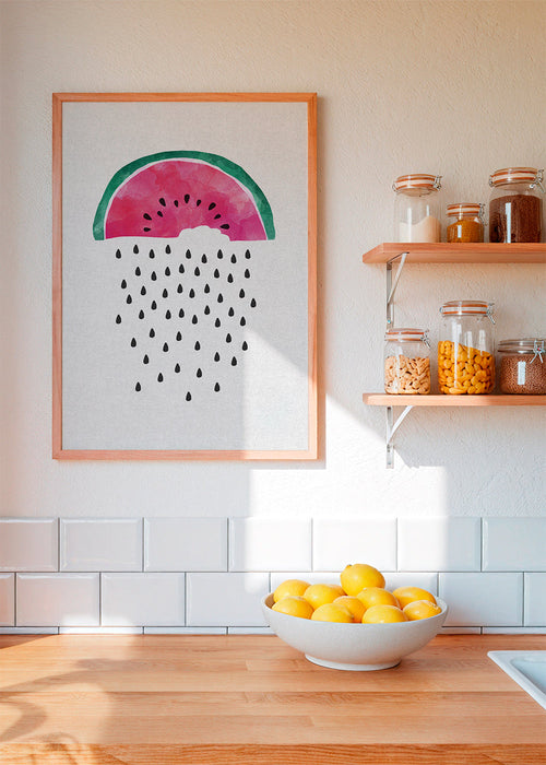 Arte para cozinha melancia em aguarela