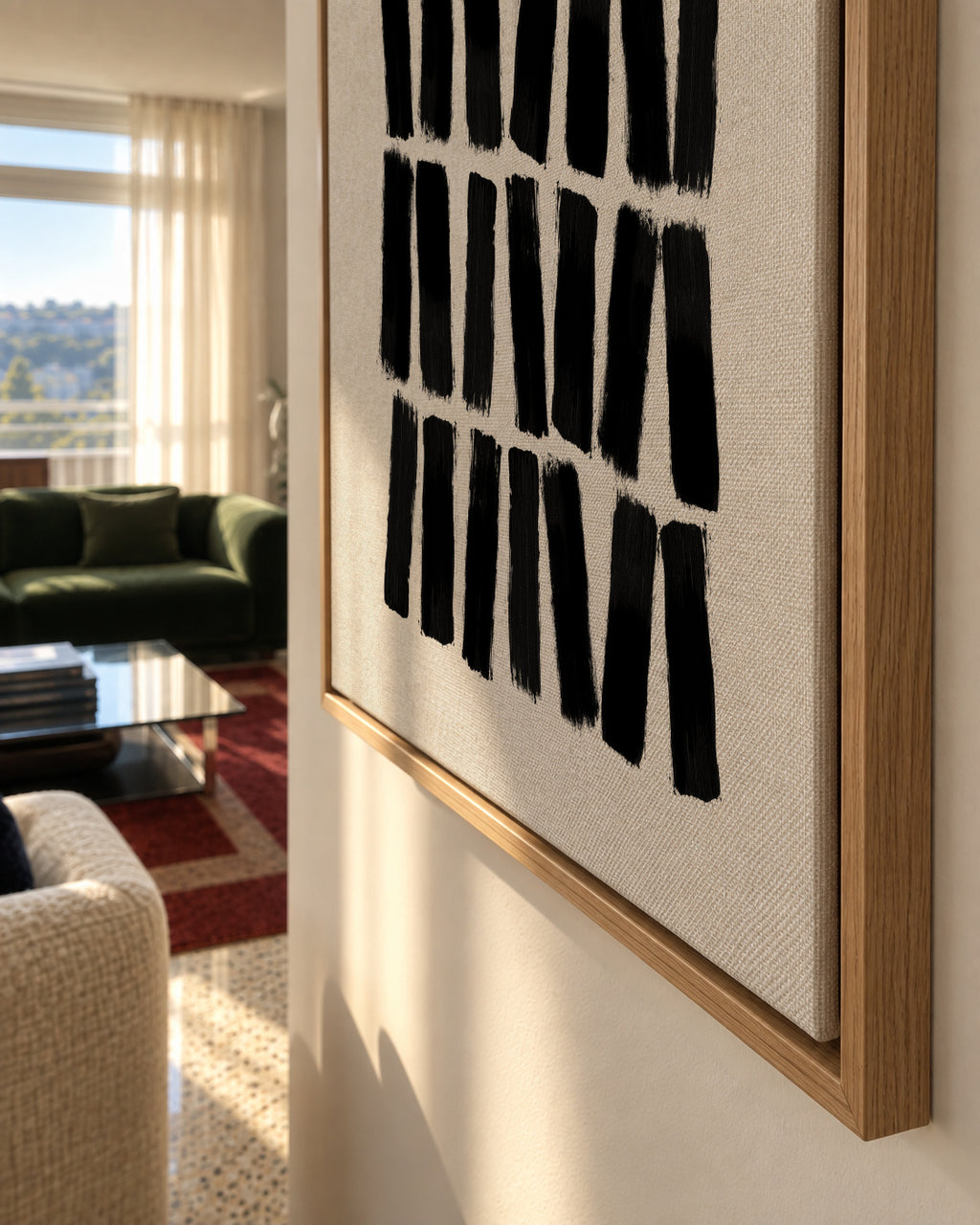 Black Brush Strokes - Framed canvas detail
