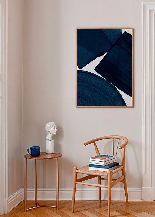 Quadro minimalista azul com pinceladas