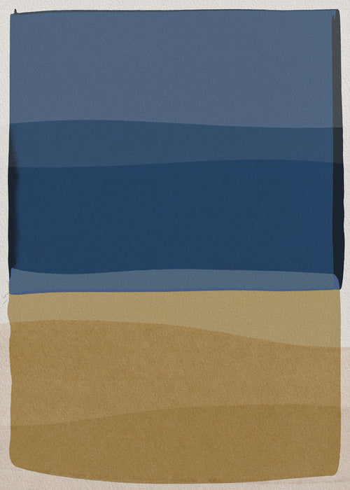 Quadro de paisagem com faixas de mar e areia