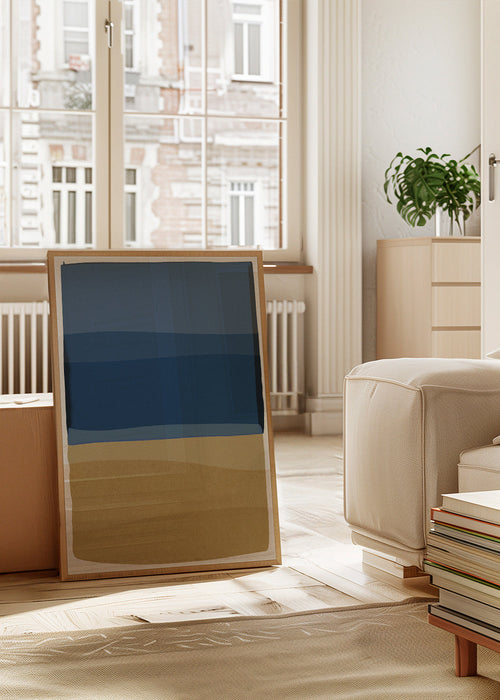 Quadro de paisagem com faixas de mar e areia