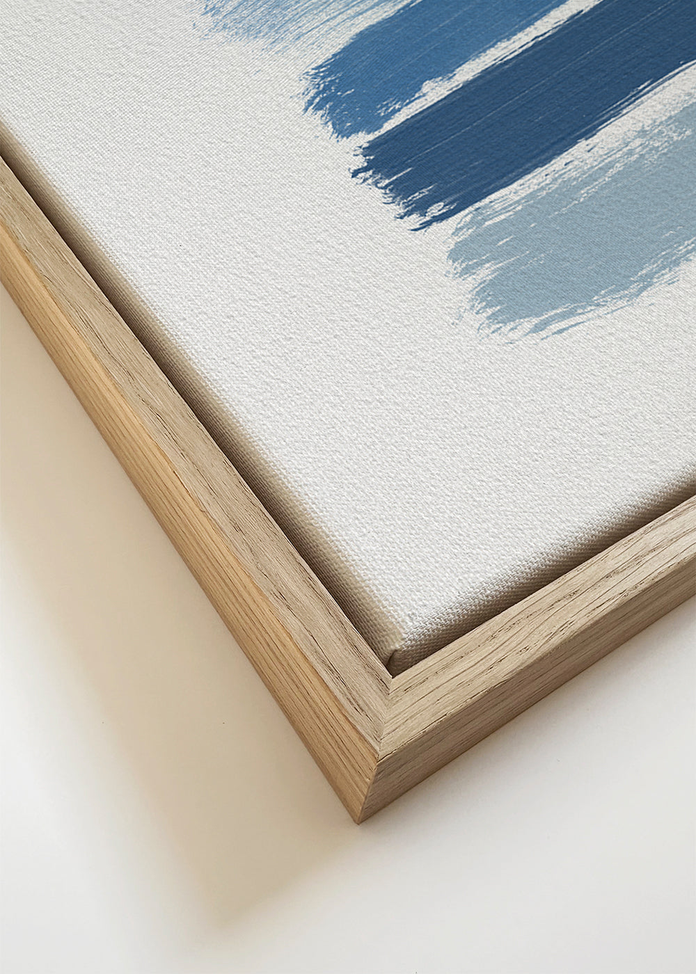 Quadro abstrato riscas azuis de pincel