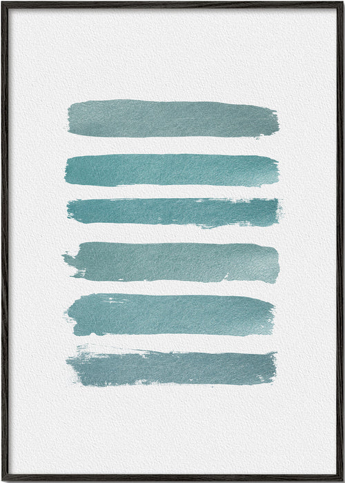 Quadro abstrato com pinceladas turquesa