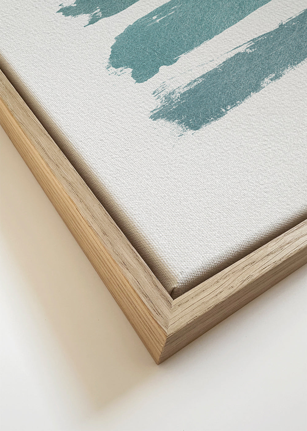Quadro abstrato com pinceladas turquesa