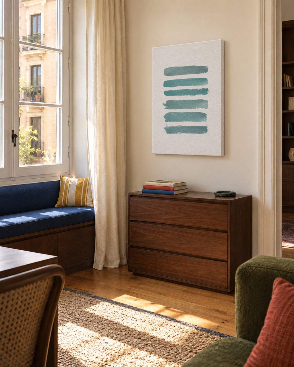 Ombre Turquoise - Unframed canvas in an interior