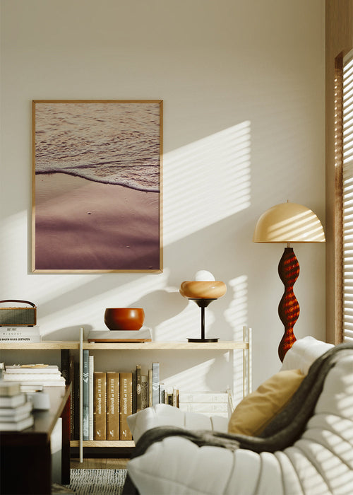 Quadro de paisagem: orla ao pôr do sol