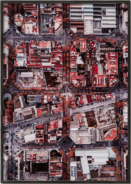 Poster de cidade vista aérea telhados vermelhos