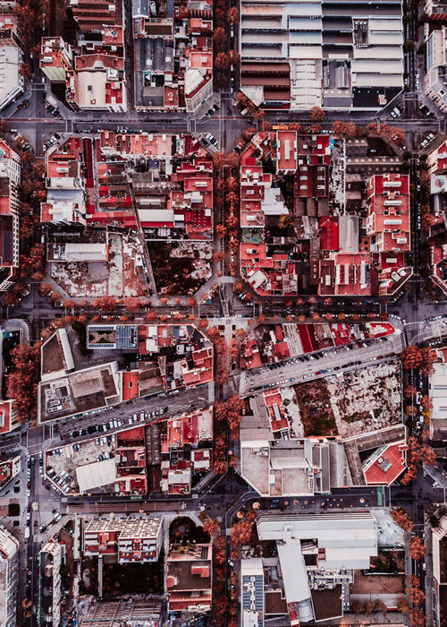 Poster de cidade vista aérea telhados vermelhos