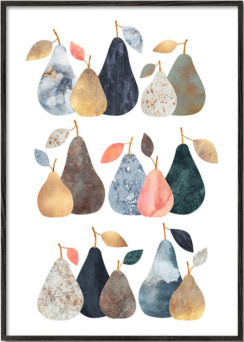 Arte para cozinha com peras aquarela