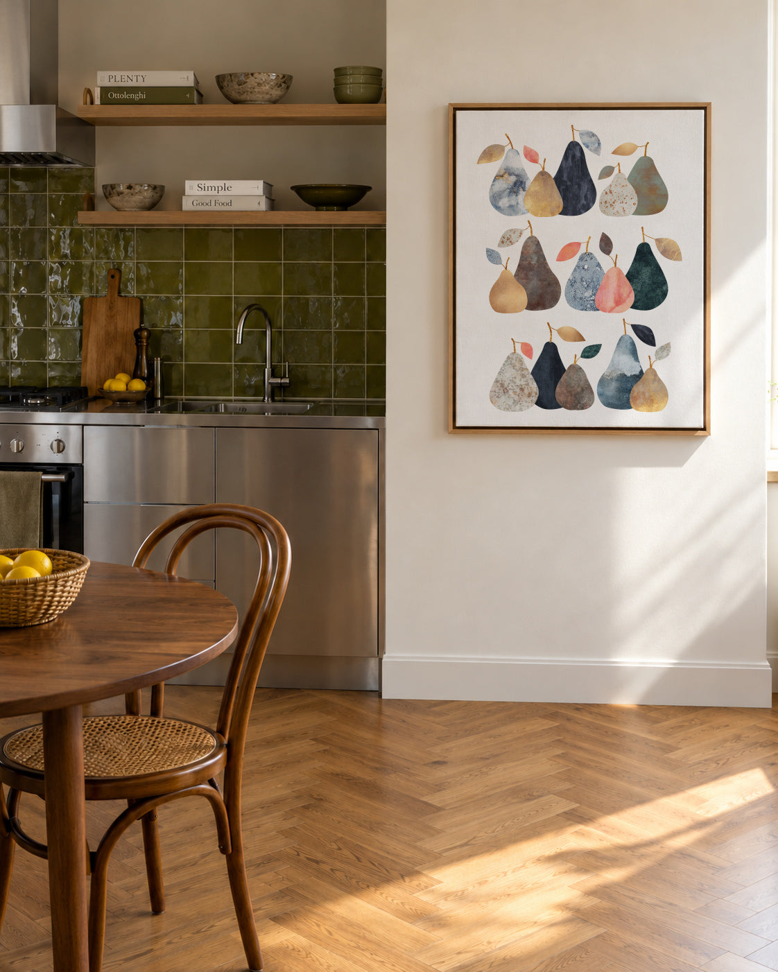 Pears - Framed canvas in an interior